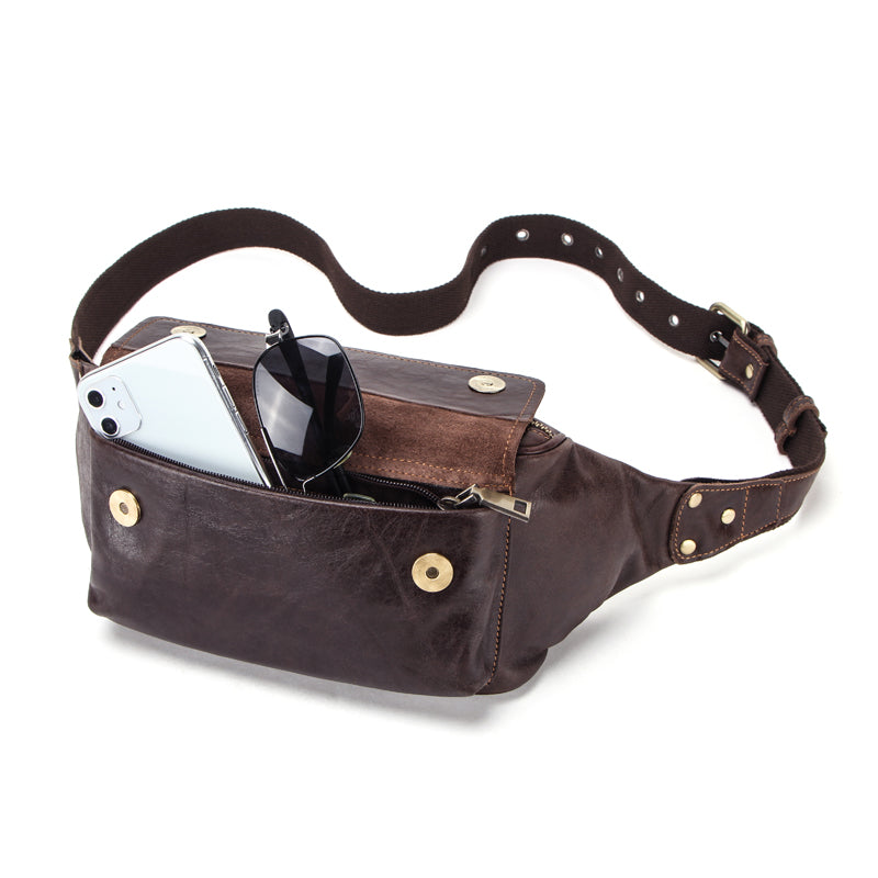 C2C Genuine leather  sport waist bag belt for running & travel with phone pocket