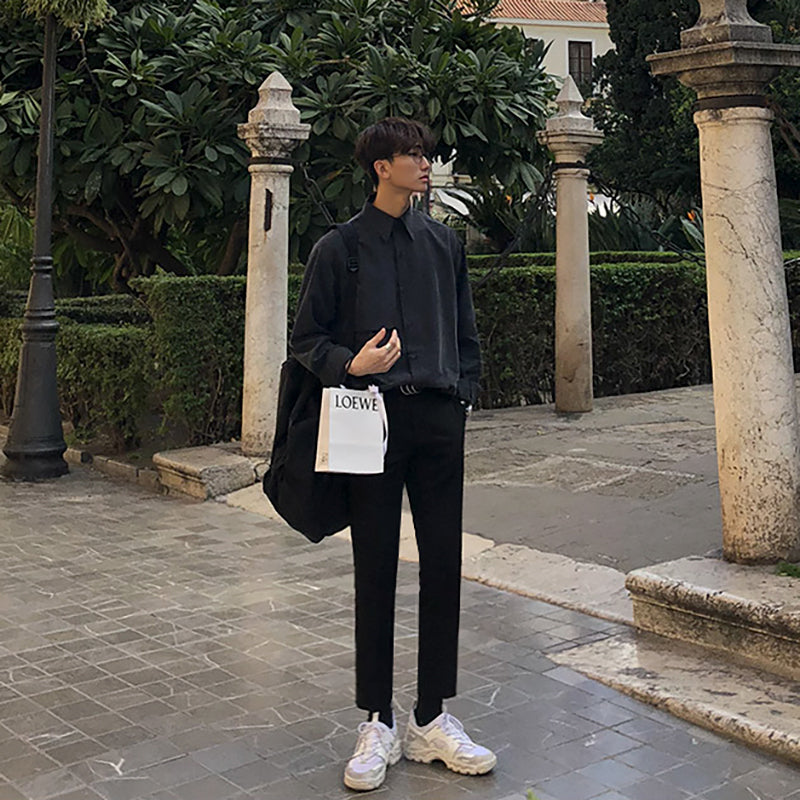 C2C Long Sleeve Retro Drape Non-iron Casual Men Loose Shirt