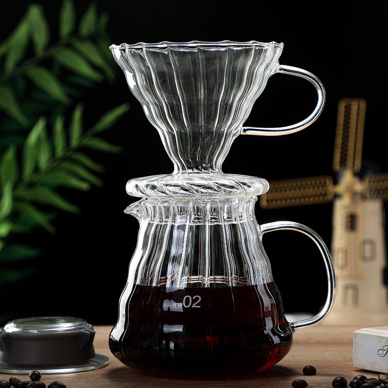 C2C High Temperature Resistant Hand Brewed Glass Coffee Pot Filter Cup