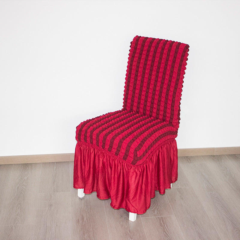 C2C Stretch Full-Inclusive Two-Color Seersucker Home Dining Chair Cover