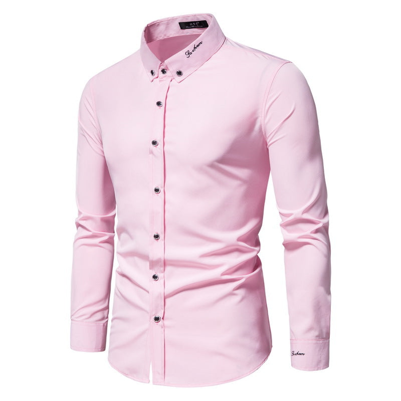 C2C Fashion Slim Fit Embroidered Long-Sleeved Shirt