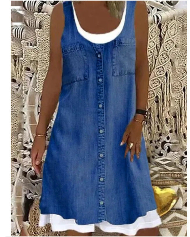 C2C Round Neck Halterneck Plus Size Casual Dress