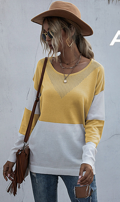 Solid Color Knitted Square Collar Loose Off-Shoulder Bottoming Sweater Women Long Sleeves