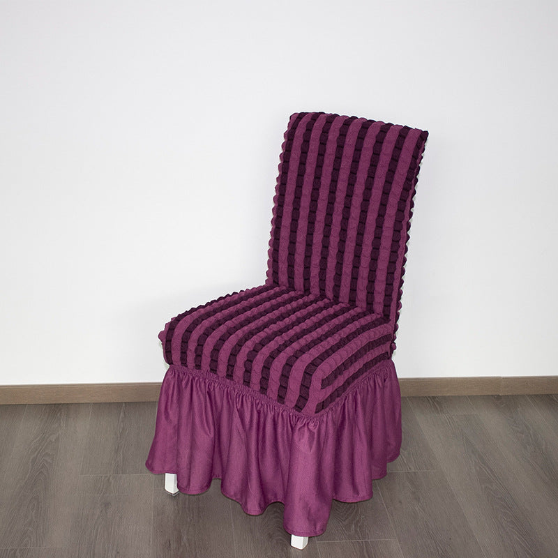 C2C Stretch Full-Inclusive Two-Color Seersucker Home Dining Chair Cover