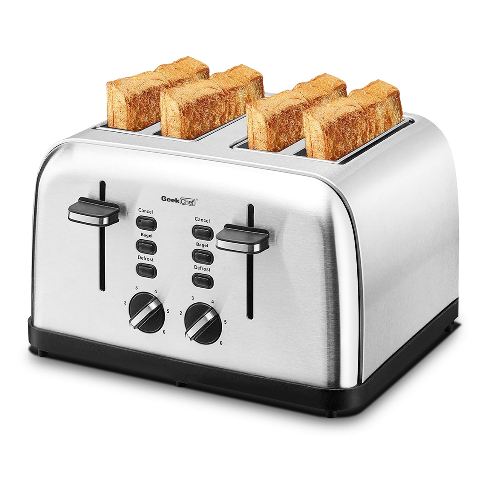 C2C Mall 4 Stainless Steel Extra-Wide Slot 4 Slice Toaster