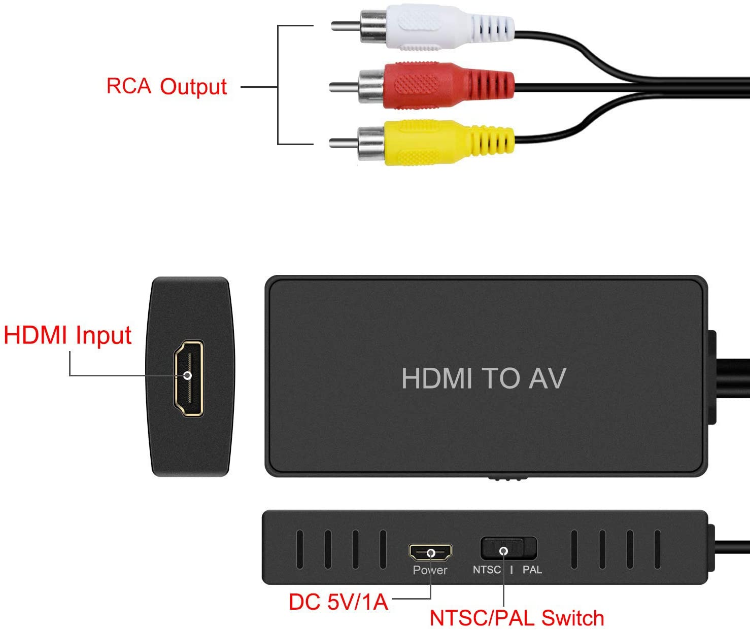 HDMI to AV Converter Video Audio Adapter