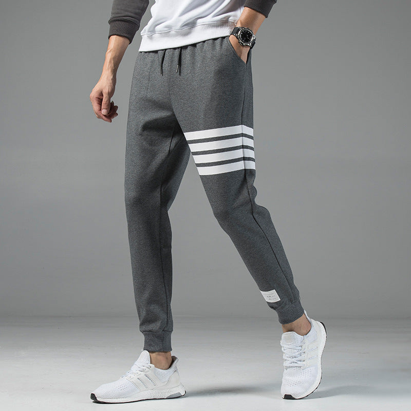C2C Men's Ankle Feet Striped Sport Trouser Pants