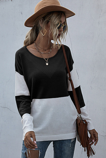 Solid Color Knitted Square Collar Loose Off-Shoulder Bottoming Sweater Women Long Sleeves