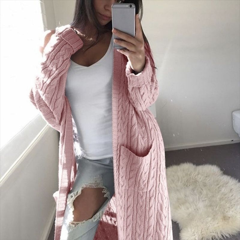 Long Double-Pocket Full Body Twist Sweater