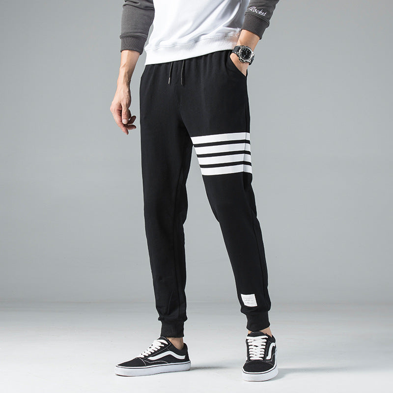 C2C Men's Ankle Feet Striped Sport Trouser Pants