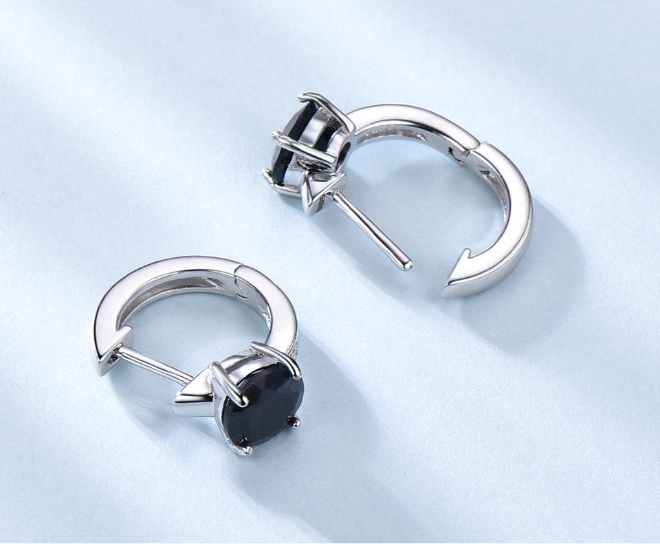 C2C Natural Sapphire 100% Real 925 Sterling Silver Ladies Earrings