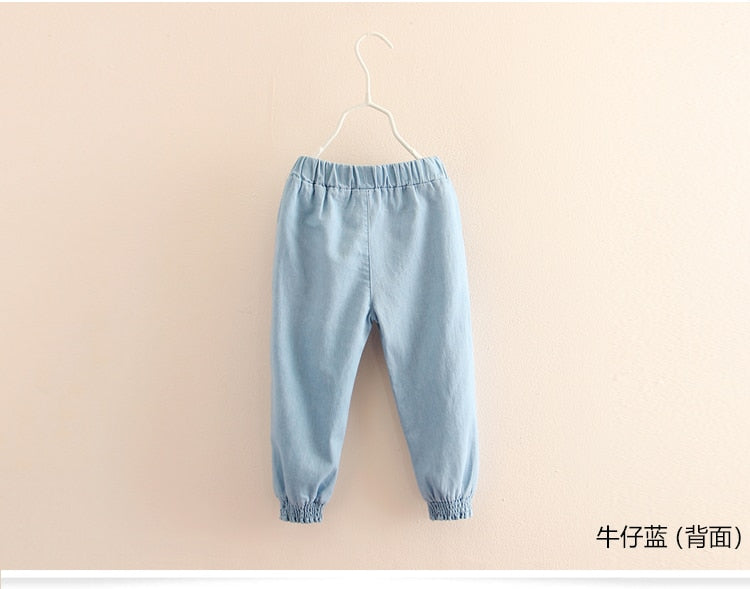 C2C Mall-Baby Girl Elastic Bow Lantern Denim Jeans