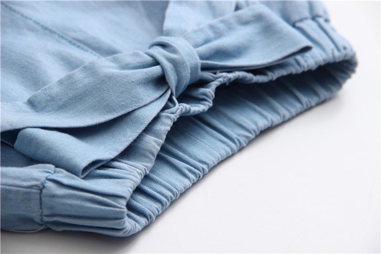 C2C Mall-Baby Girl Elastic Bow Lantern Denim Jeans