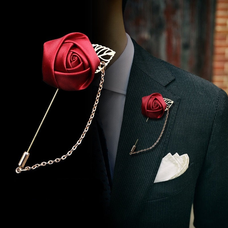 C2C LKY Silk Boutonniere Wedding Pin for Men