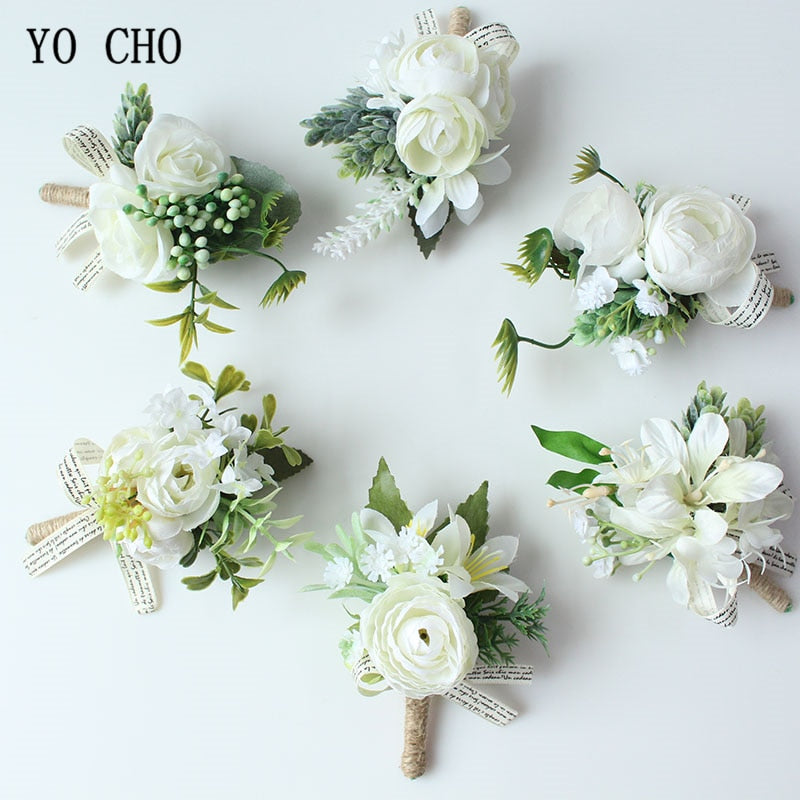 C2C Men Boutonniere Wedding Wrist Corsage Bracelet