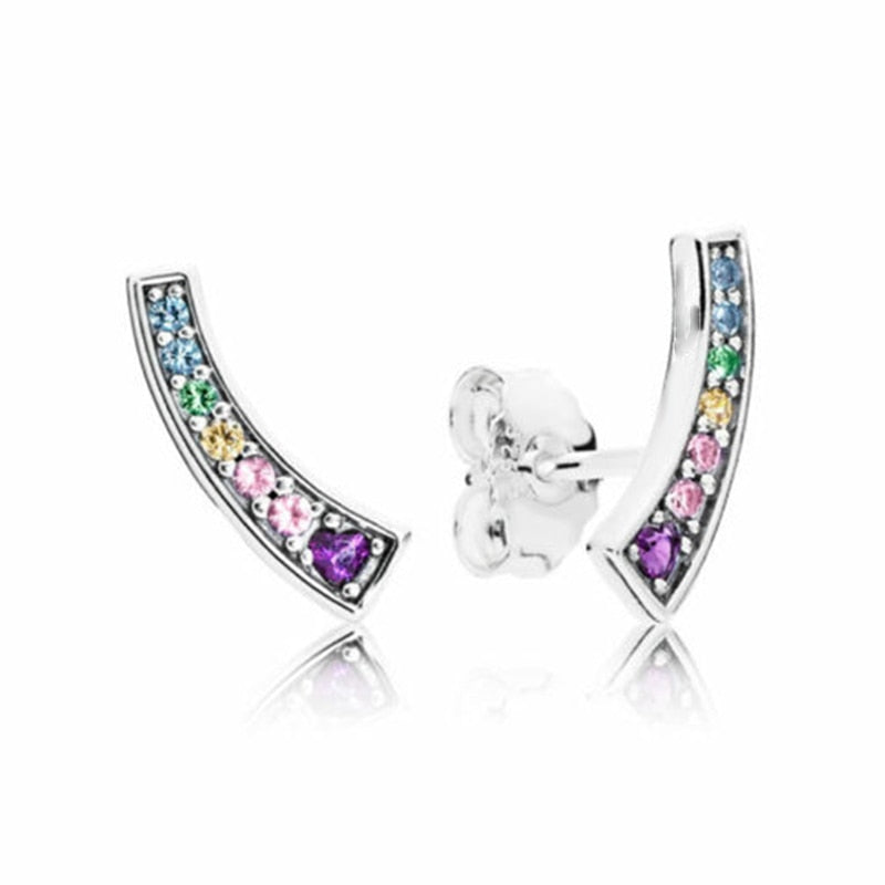 Rose Gold & Silver Stud Earrings For Ladies-Anti Allergy