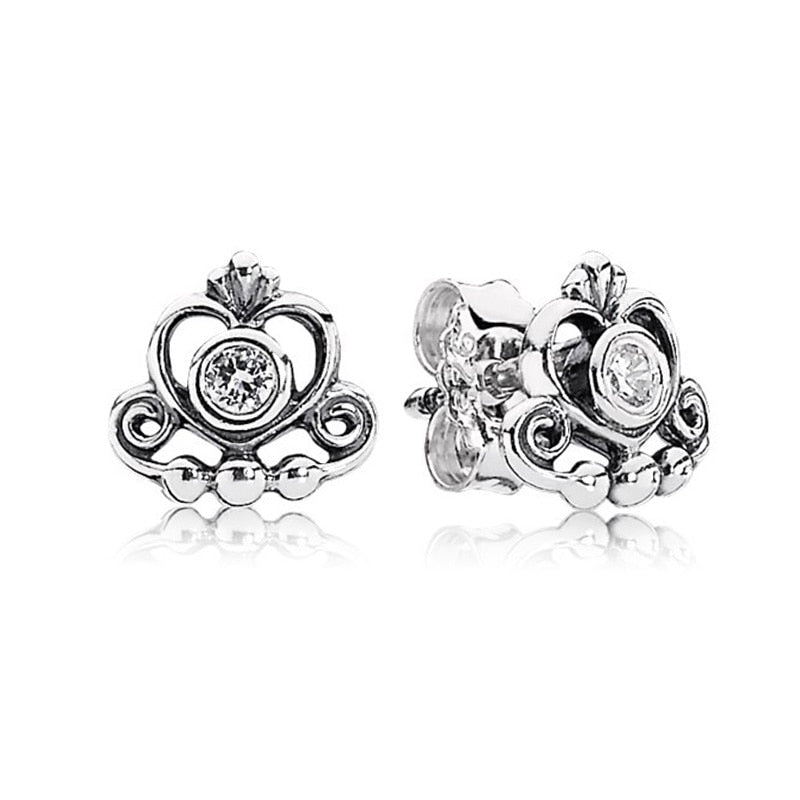 Rose Gold & Silver Stud Earrings For Ladies-Anti Allergy