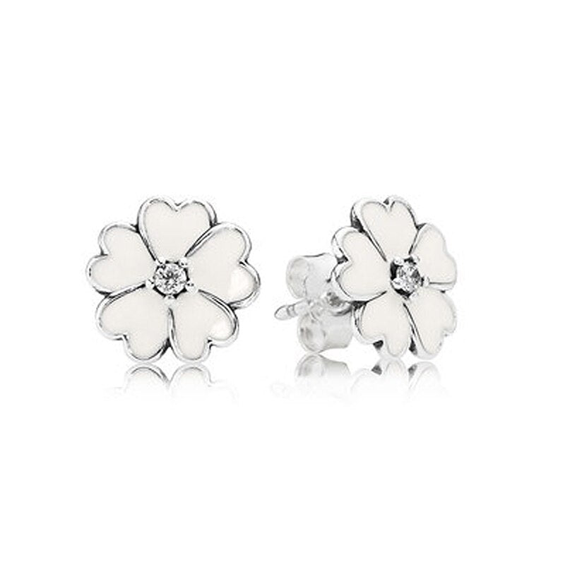 Rose Gold & Silver Stud Earrings For Ladies-Anti Allergy
