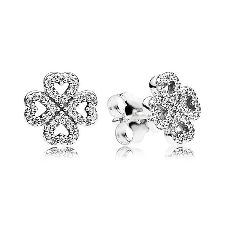 Rose Gold & Silver Stud Earrings For Ladies-Anti Allergy
