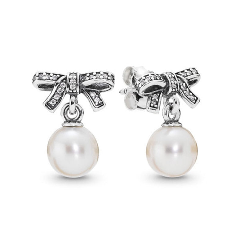 Rose Gold & Silver Stud Earrings For Ladies-Anti Allergy