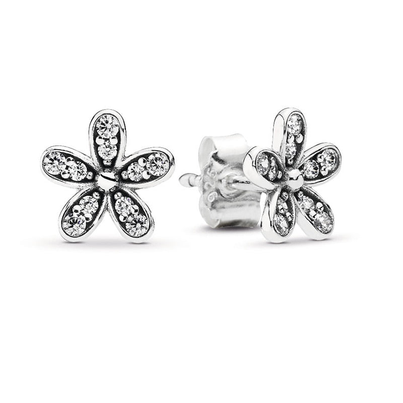 Rose Gold & Silver Stud Earrings For Ladies-Anti Allergy