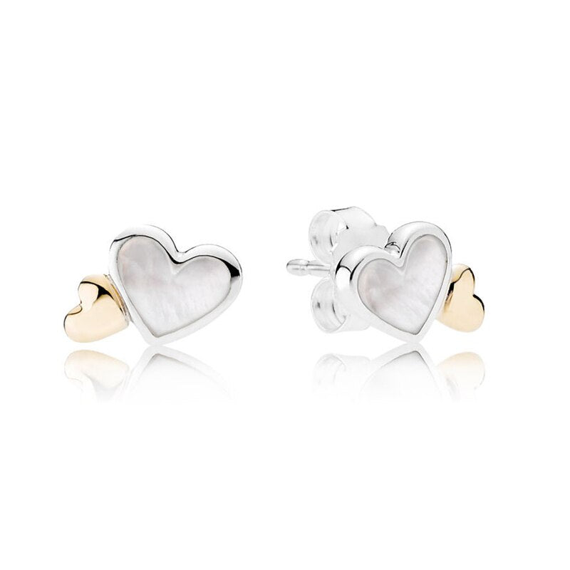 Rose Gold & Silver Stud Earrings For Ladies-Anti Allergy