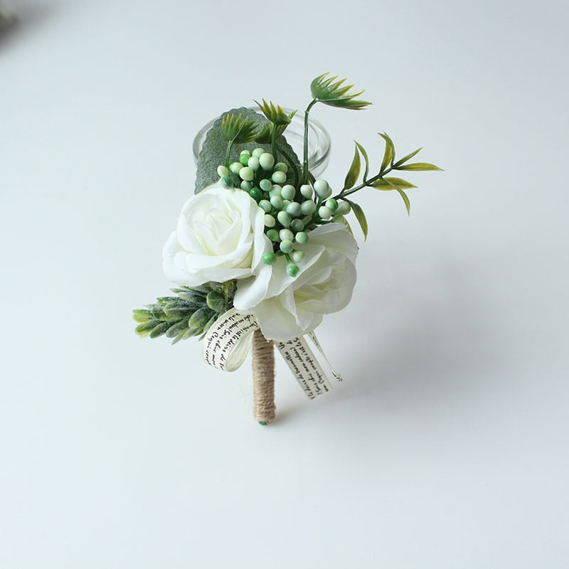 C2C Men Boutonniere Wedding Wrist Corsage Bracelet