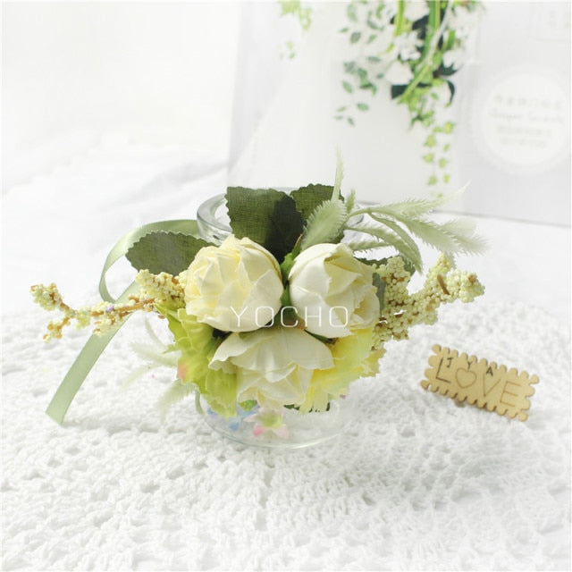 C2C Men Boutonniere Wedding Wrist Corsage Bracelet