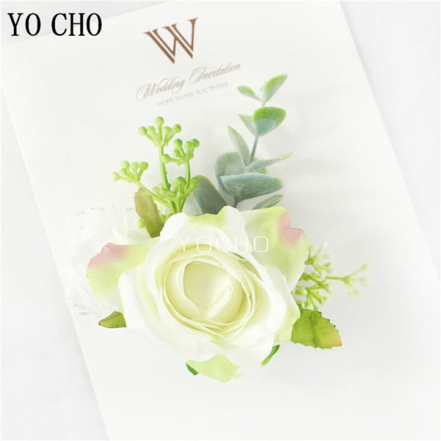 C2C Men Boutonniere Wedding Wrist Corsage Bracelet