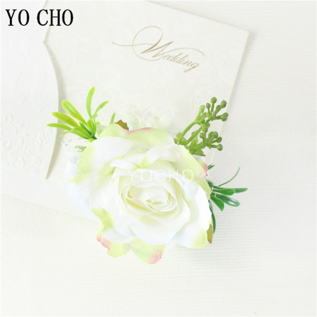C2C Men Boutonniere Wedding Wrist Corsage Bracelet