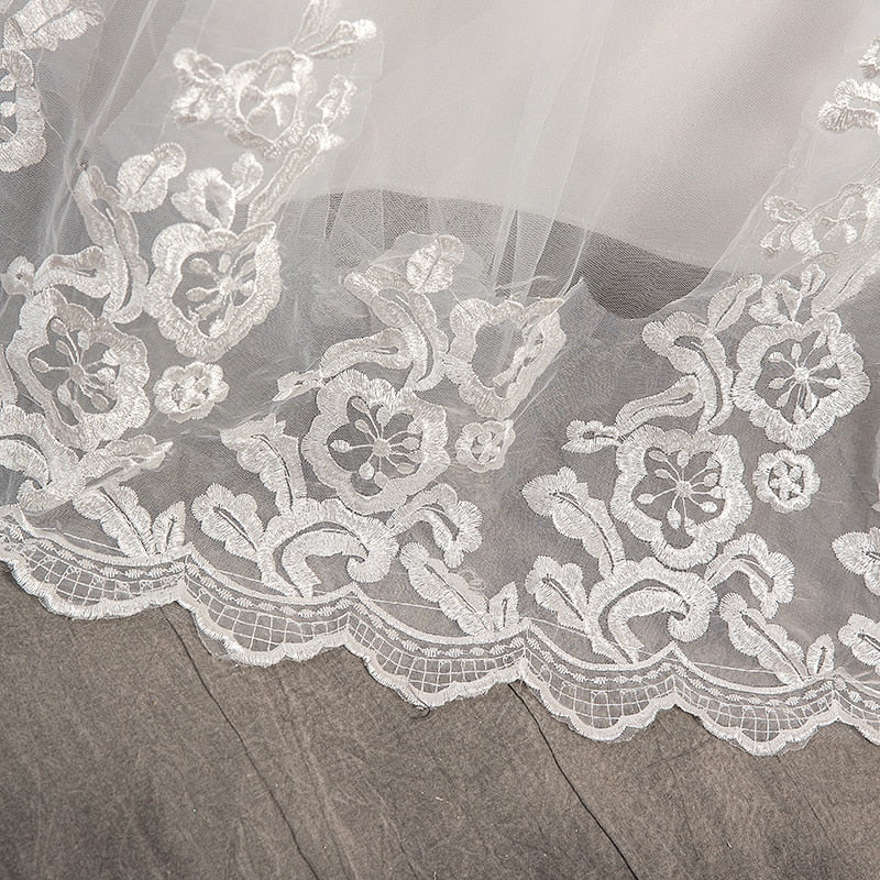 VESHJA DASMES Wedding Dress With Long Cap Lace Wedding Gown