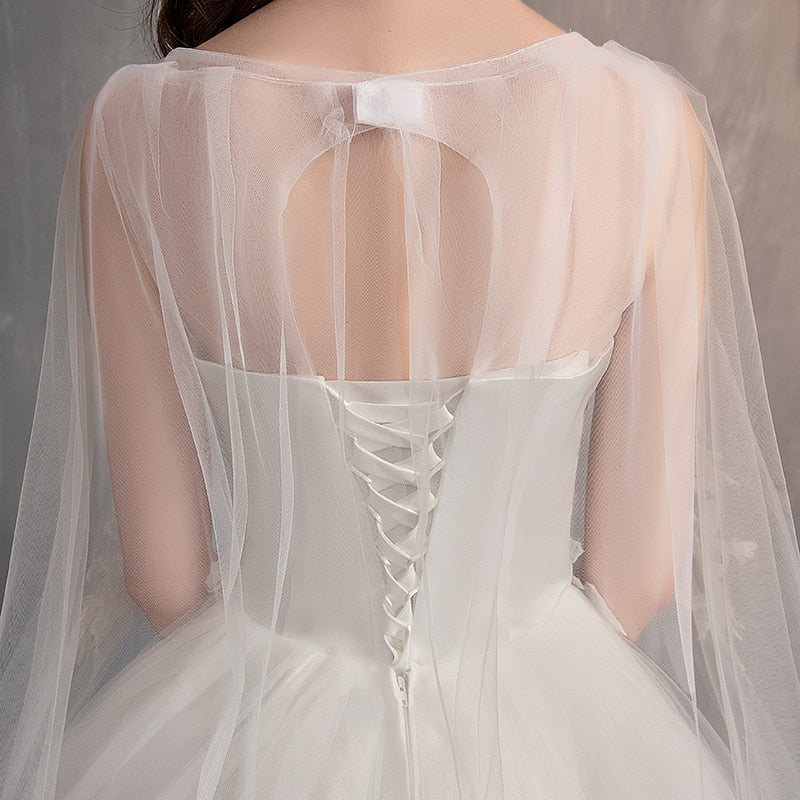 VESHJA DASMES Wedding Dress With Long Cap Lace Wedding Gown