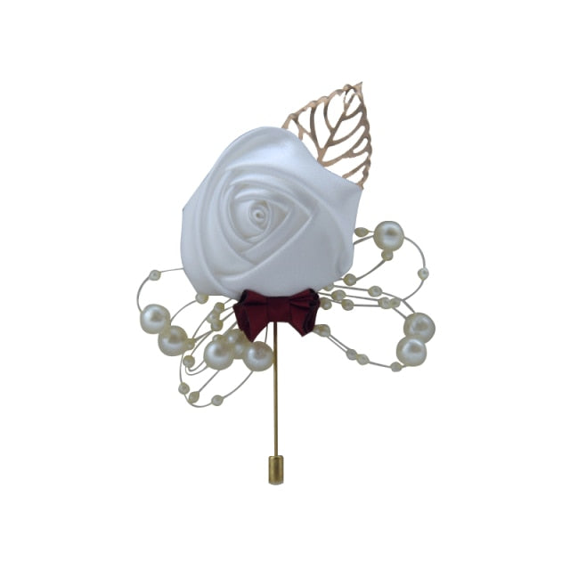 Kyunovia Wedding Corsage Flower Brooch Groomsmen