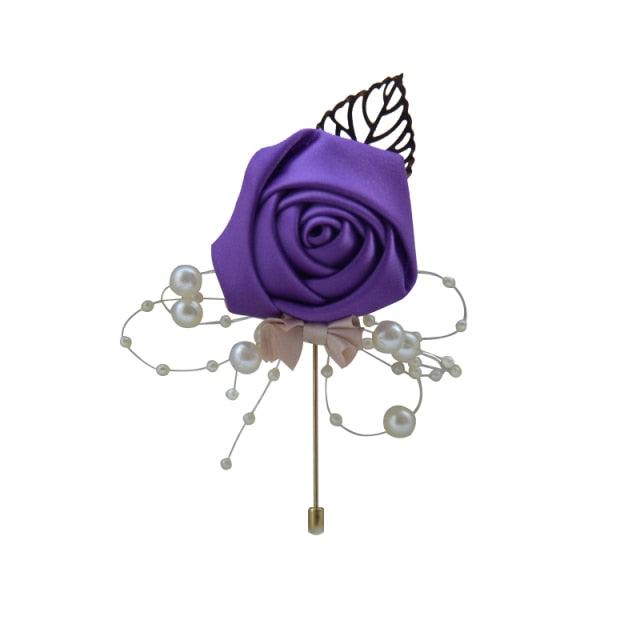 Kyunovia Wedding Corsage Flower Brooch Groomsmen