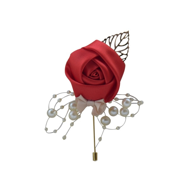 Kyunovia Wedding Corsage Flower Brooch Groomsmen