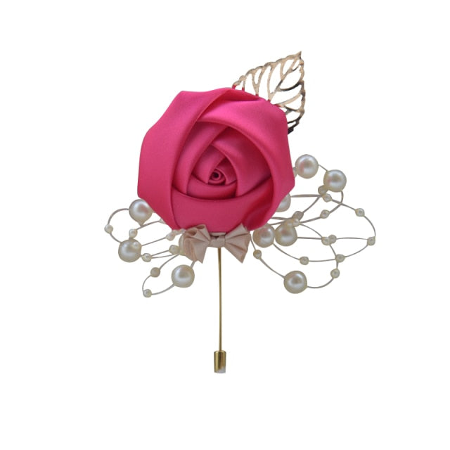 Kyunovia Wedding Corsage Flower Brooch Groomsmen