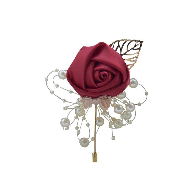 Kyunovia Wedding Corsage Flower Brooch Groomsmen