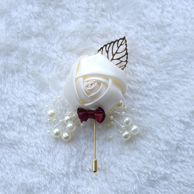 Kyunovia Wedding Corsage Flower Brooch Groomsmen