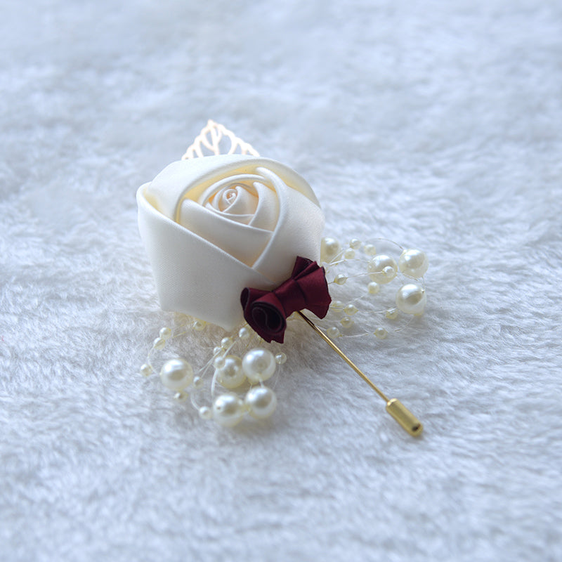 Kyunovia Wedding Corsage Flower Brooch Groomsmen