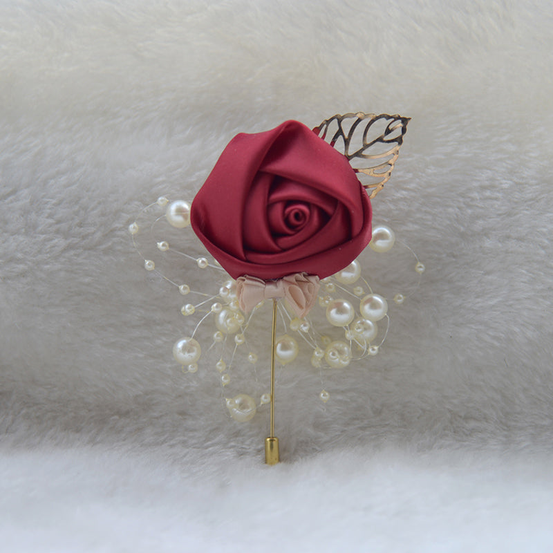 Kyunovia Wedding Corsage Flower Brooch Groomsmen