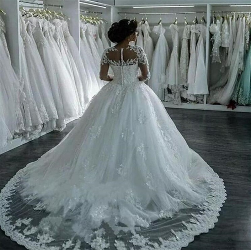 Wedding Dress Tulle Appliques Beaded Princess Lace trouwjurk