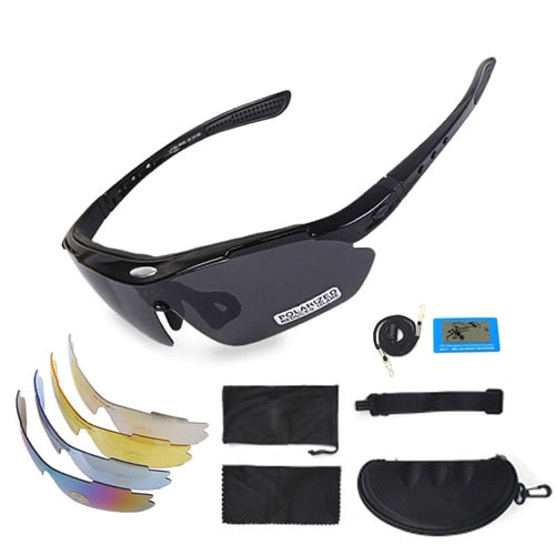 NEWBOLER 2 Frame Polarized Cycling Googles Unisex Sun Glasses with 5 Lens