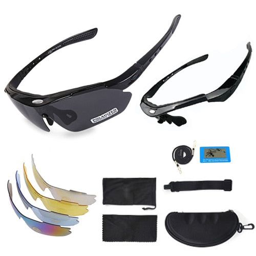 NEWBOLER 2 Frame Polarized Cycling Googles Unisex Sun Glasses with 5 Lens
