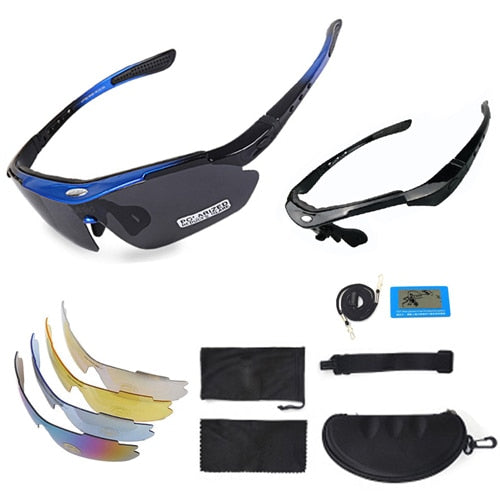 NEWBOLER 2 Frame Polarized Cycling Googles Unisex Sun Glasses with 5 Lens