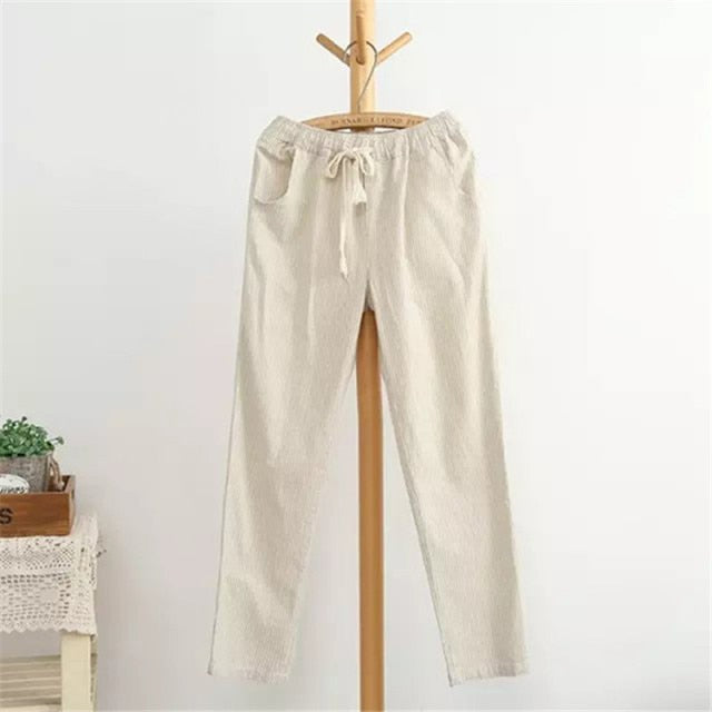 C2C Mall-Bigsweety Cotton Linen Casual Loose Long Ladies Pants
