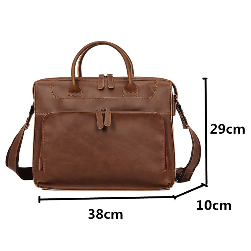 Vintage Leather Shoulder Laptop Briefcase