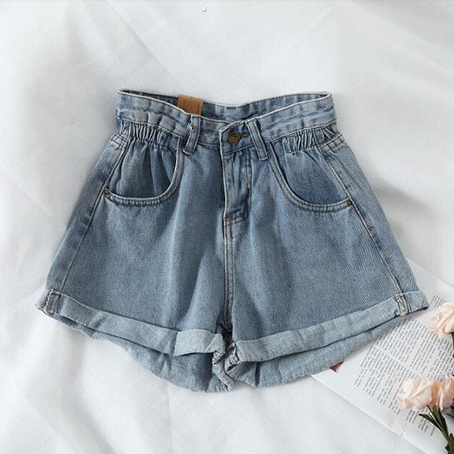 High Waist Denim Casual Loose Ladies Shorts