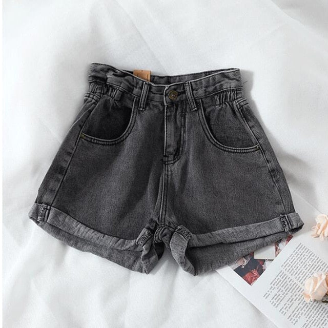 High Waist Denim Casual Loose Ladies Shorts