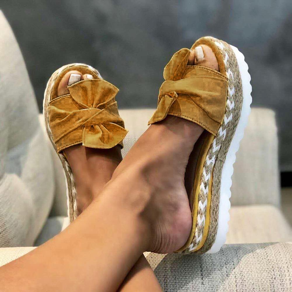 Old Friend Bow Ladies Platform Sandals
