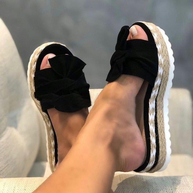Old Friend Bow Ladies Platform Sandals